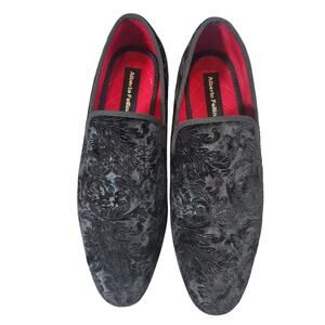 Alberto Fellini Black Velvet Floral Loafers Smoking Slippers Men’s‎ Size 10